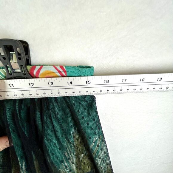 Desigual Short Skirt Peacock w/ Mesh Overlay Sz S whimsical festival funky indie - Picture 11 of 12